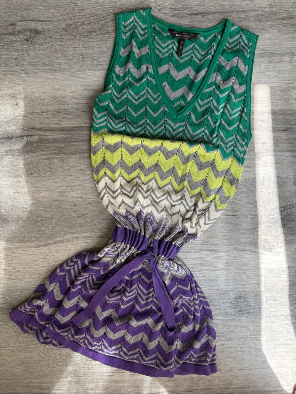 Missoni Inspired Green and Cream Chevron Knit Top